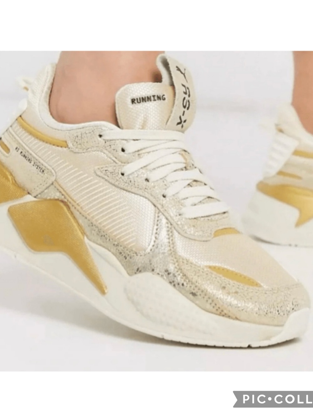 Puma RS-X Winter Glimmer Running System Gold Sneakers Size 9.5